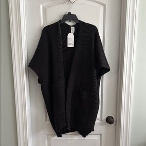 Black Ribbed Knit Cardigan